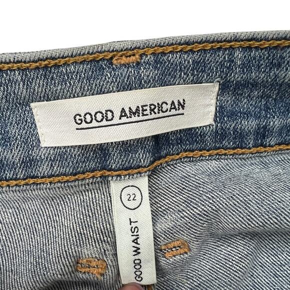 Good American Jeans Exposed Zip Good Waist Denim Pants Women's 22 Plus Size Cuff - Picture 3 of 13